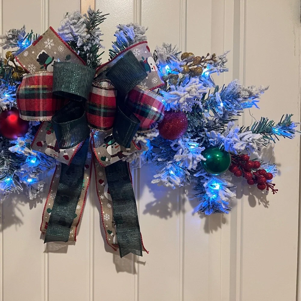 Handmade Christmas Snowman Wreath & Swag Bundle 22” W88